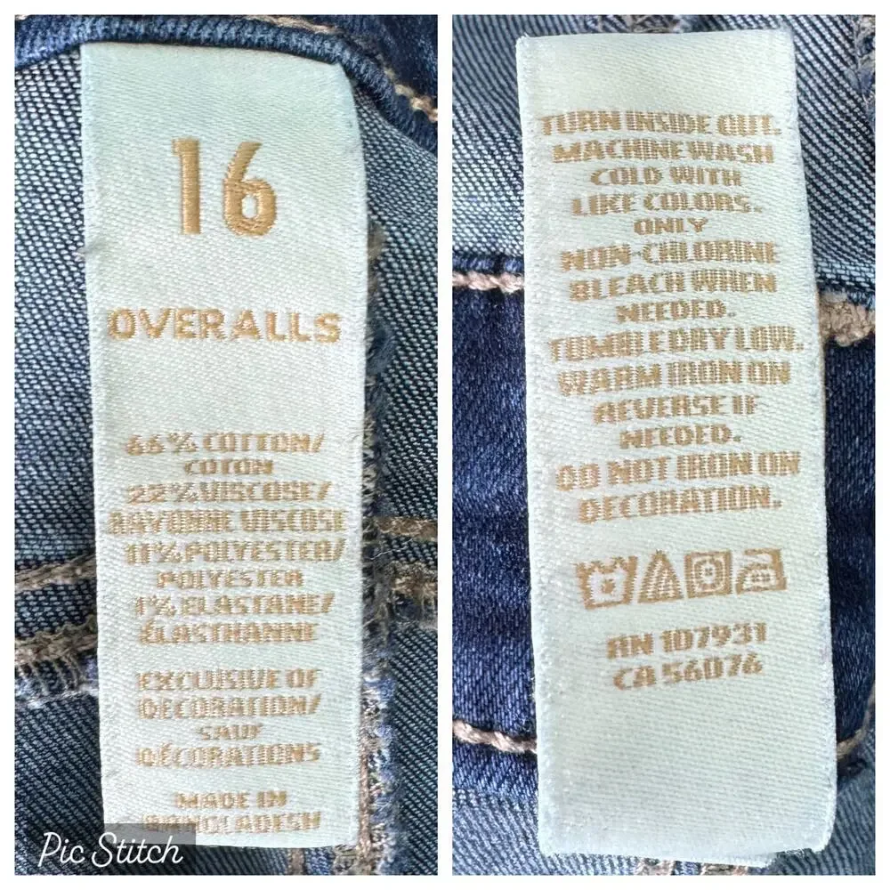 Justice Distressed Dark Wash Denim Bib Overalls Skinny Stretch Girl's Size 16